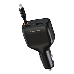 A Photo Of Powerology Car Charger Cyber PCCSR027BK - 81W USB-C Retractable, Black