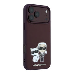 A Photo Of Karl Lagerfeld iPhone 18 Pro Max MagSafe Burgundy Smooth PU Karl & Choupette Bodies Sketch Hard Cover
