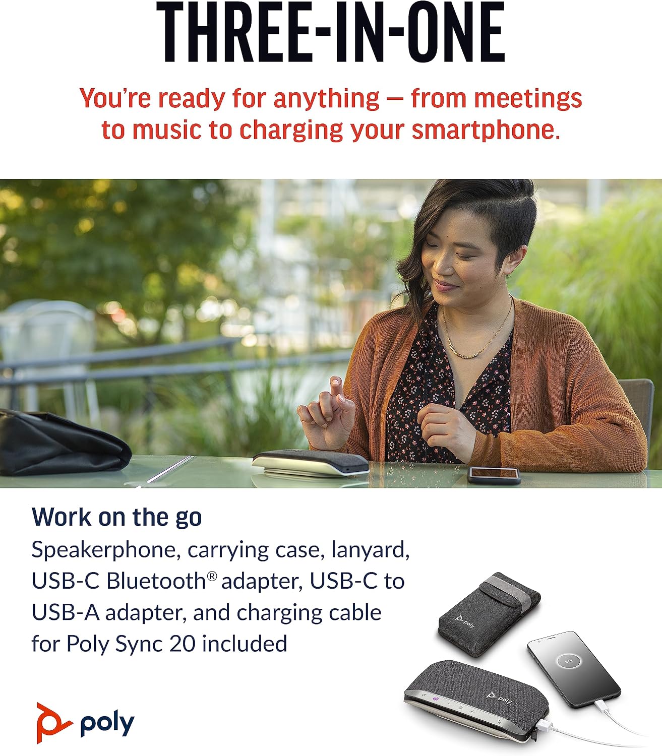 A Photo Of Poly Sync 20+ USB-C/A Portable Bluetooth Speakerphone - 772D1AA