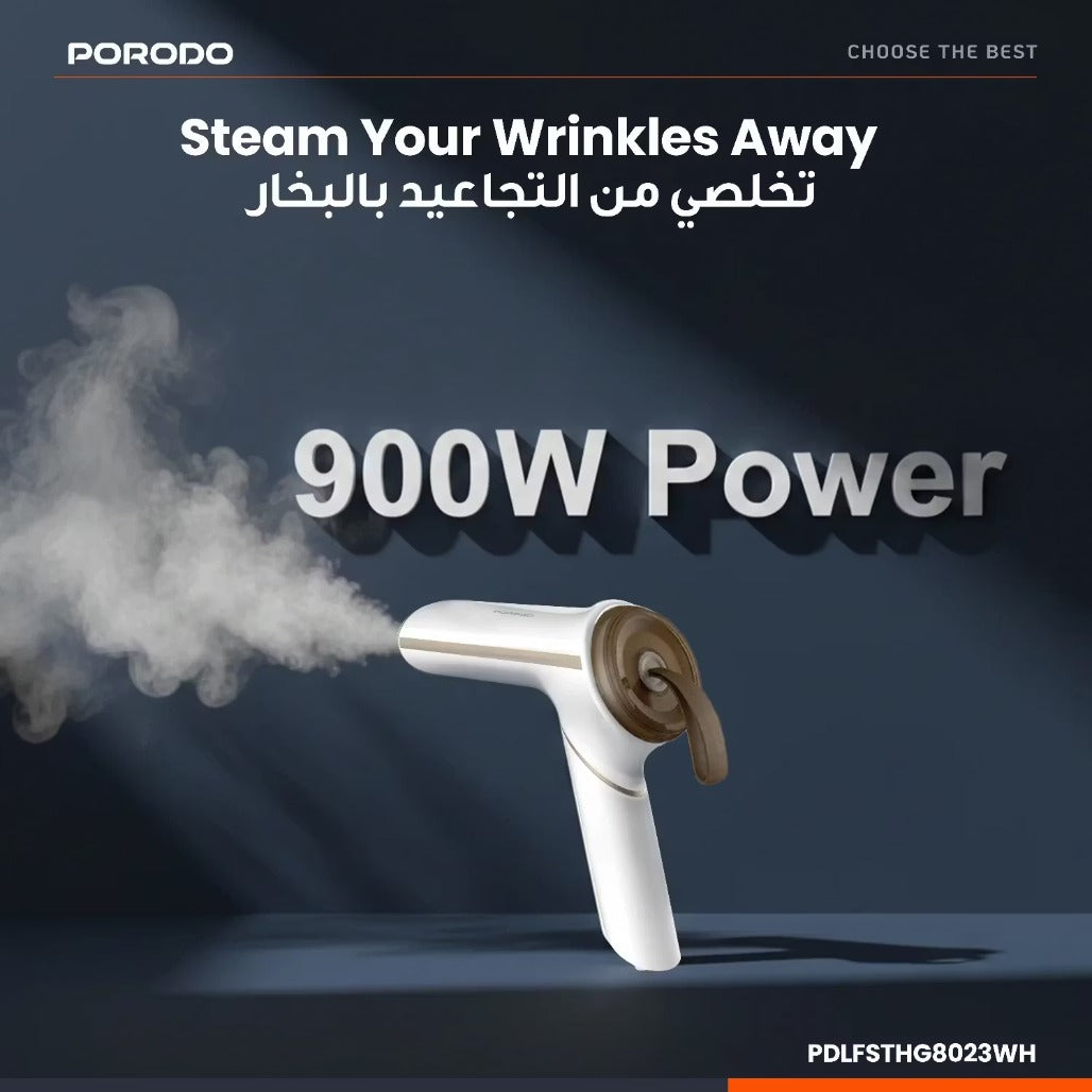 A Photo Of Porodo Handheld Steamer Thermia Mini PDLFSTHG8023WH - Compact, White