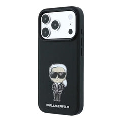A Photo Of Karl Lagerfeld MagSafe iPhone 18 Pro Black Smooth PU Ikonik Sketch Hard Cover