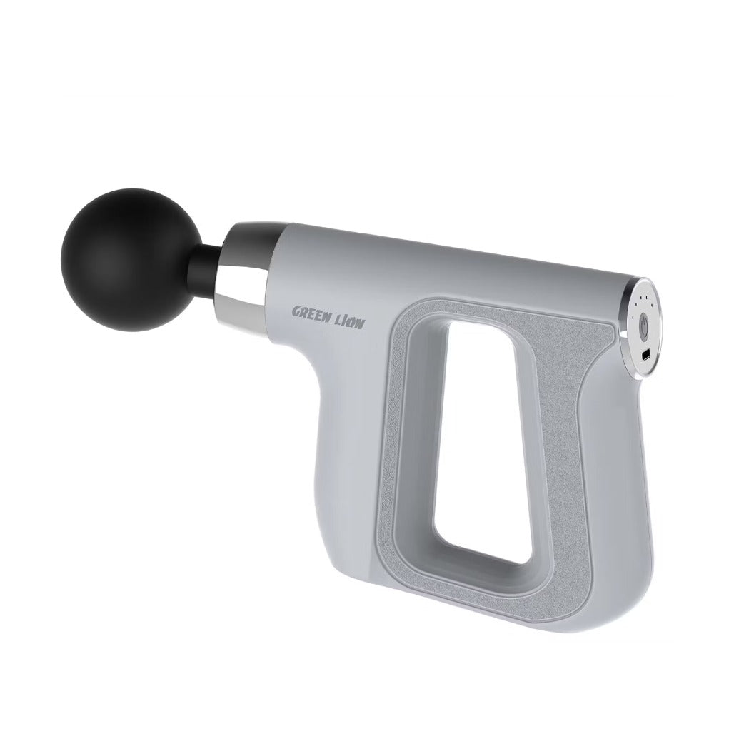 A Photo Of Green Lion Impact Fascial Gun Massager, 4×Massger Heads, 5×Speed Levels, 2 Hour Working Time, Ideal for Stress Relief - Gray