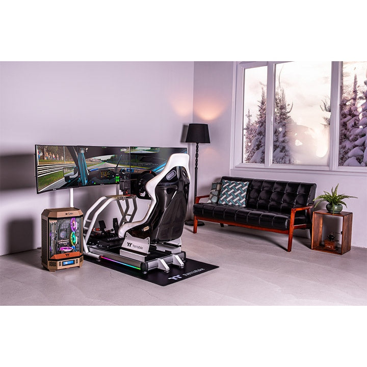 A Photo Of Thermaltake GR300 Racing Simulator Cockpit Bundle - Monitor Mount + Keyboard & Mouse Tray + Sim Rig Floor Mat