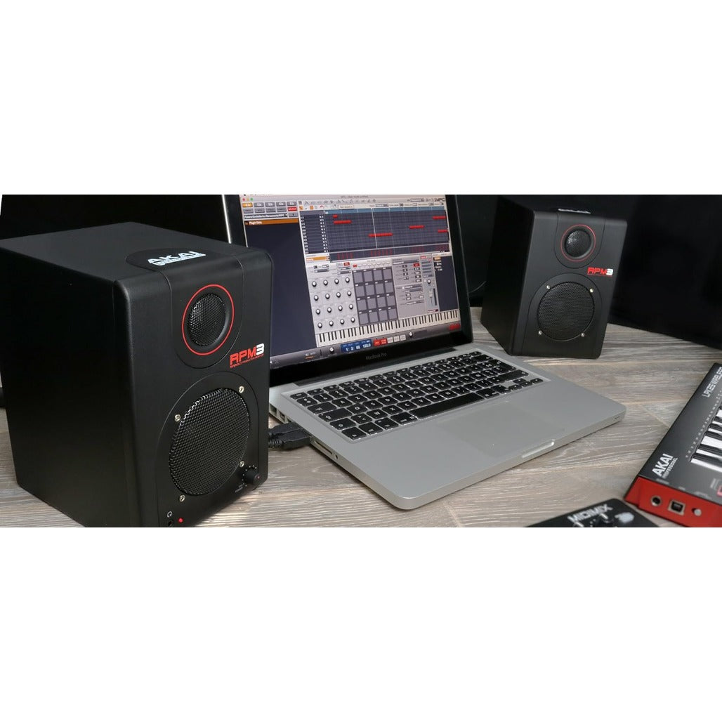 A Photo Of AKAI RPM3 Production Monitors with USB Audio Interface - akai-rpm3-production-monitors-with-usb-audio-interface
