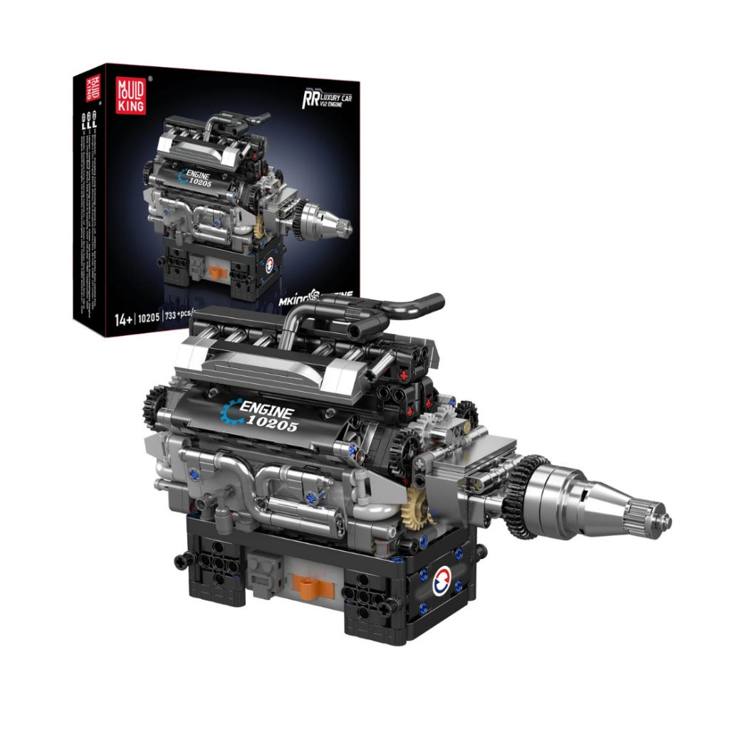 A Photo Of Mould King Motorized British Luxury V12 Engine Building Toy Set - 733 Pieces - 10205