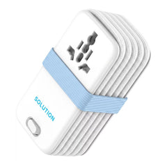 A Photo Of Powerology SOLUTION 30W GaN Charger, Universal Multi-Port Adapter, Global Multi-Plug - White