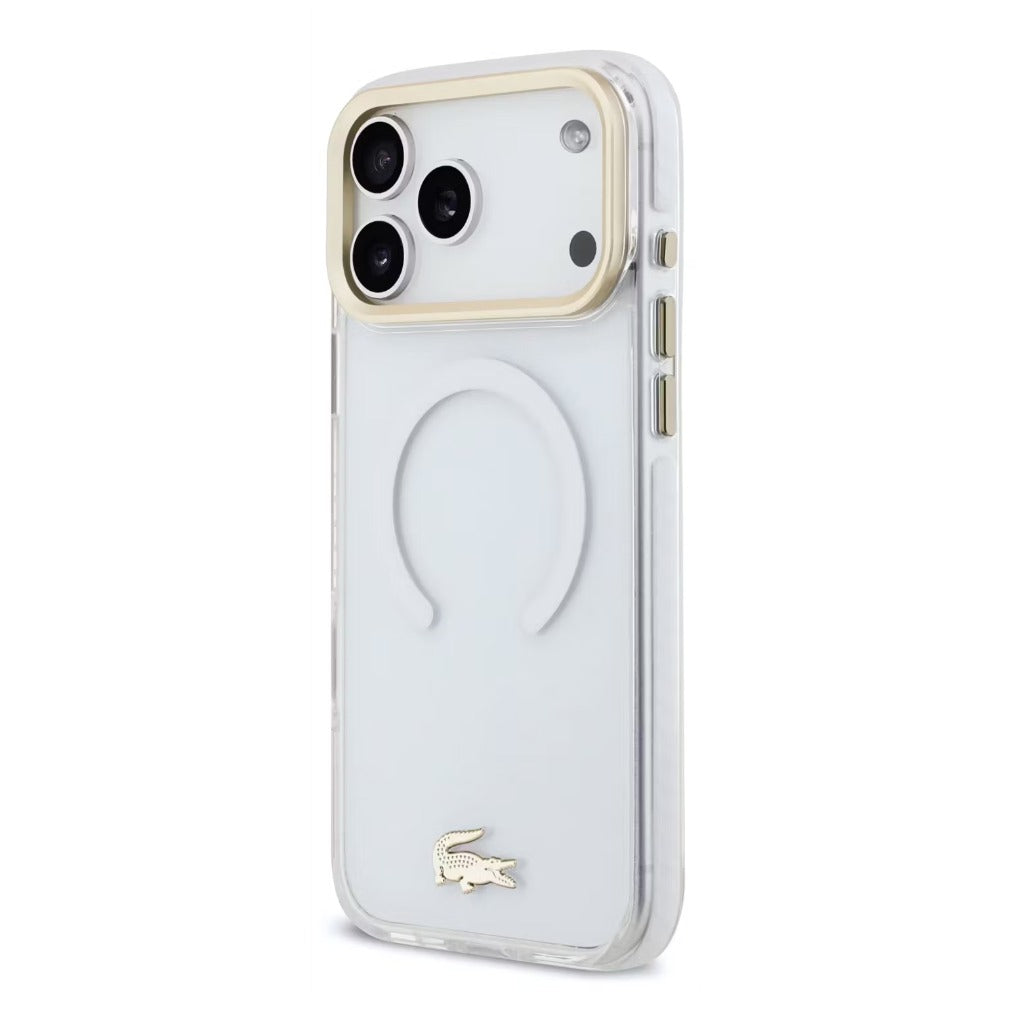 A Photo Of Lacoste Magsafe IML Shockproof Hard Case With Glossy Finish & Gold Logo For iPhone 18 Pro/18 Pro Max