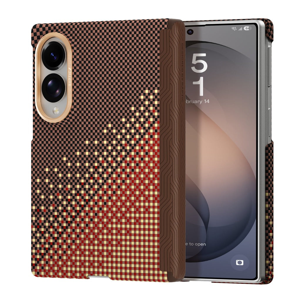 A Photo Of Raptic Aramid Skin Pro Slim Magnetic Case for Galaxy Z Fold8/Z Fold8 Ultra - Serenity Amber