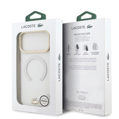 A Photo Of Lacoste Magsafe IML Shockproof Hard Case With Glossy Finish & Gold Logo For iPhone 18 Pro/18 Pro Max