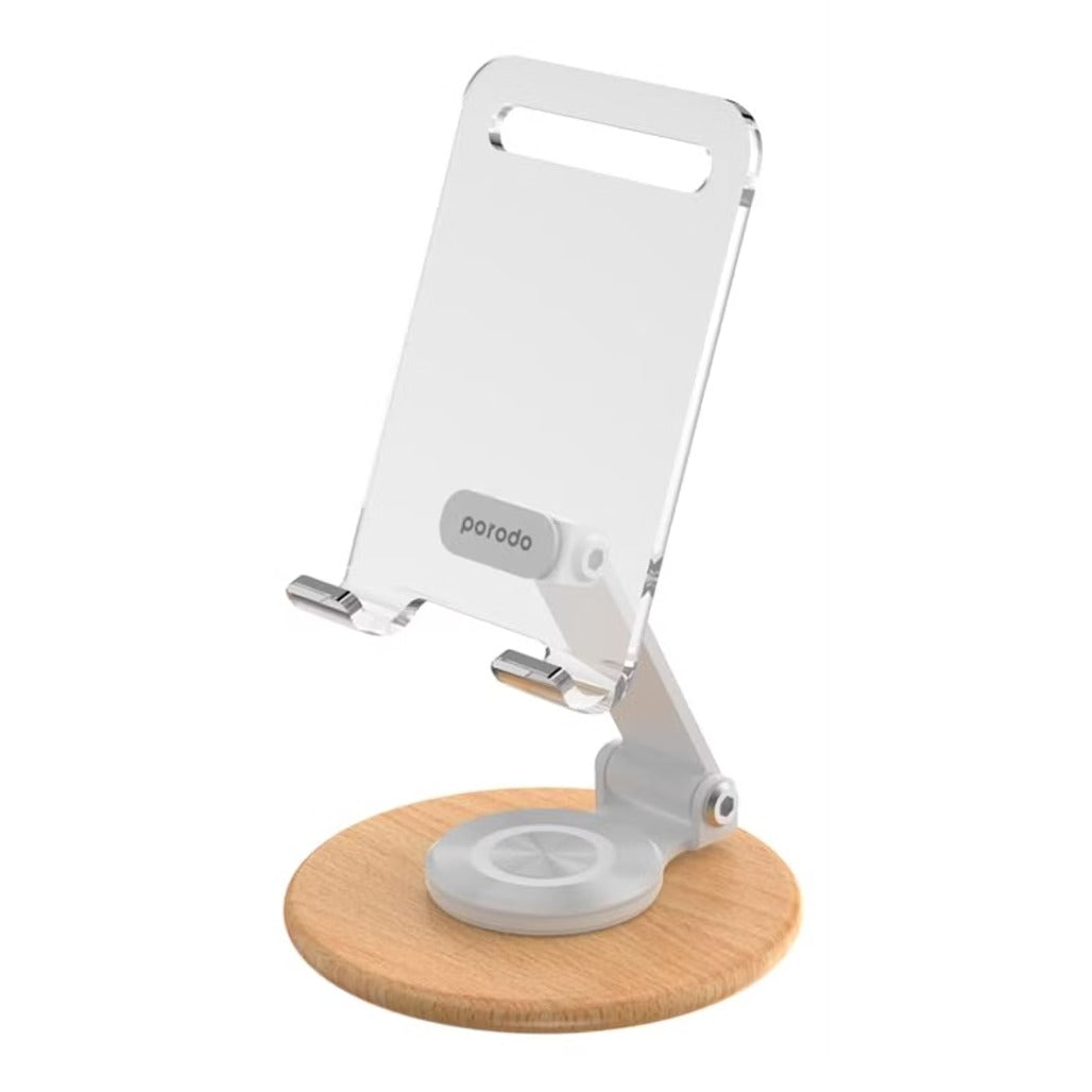A Photo Of Porodo Tablet Stand PD-TRN360S-WH - 360° Rotatable, Adjustable, White