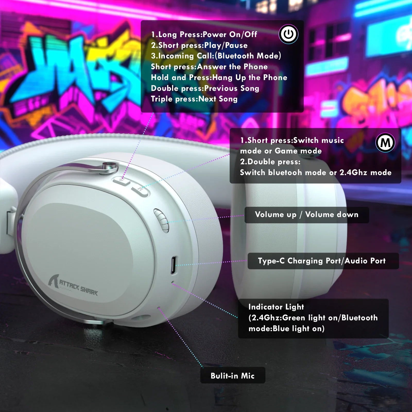 A Photo Of ATTACK SHARK L30 Pro - Wireless Gaming Headset