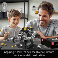 A Photo Of Mould King Motorized PAG Turbocharged V8 Engine Building Toy Set - 761 Pieces - 10207