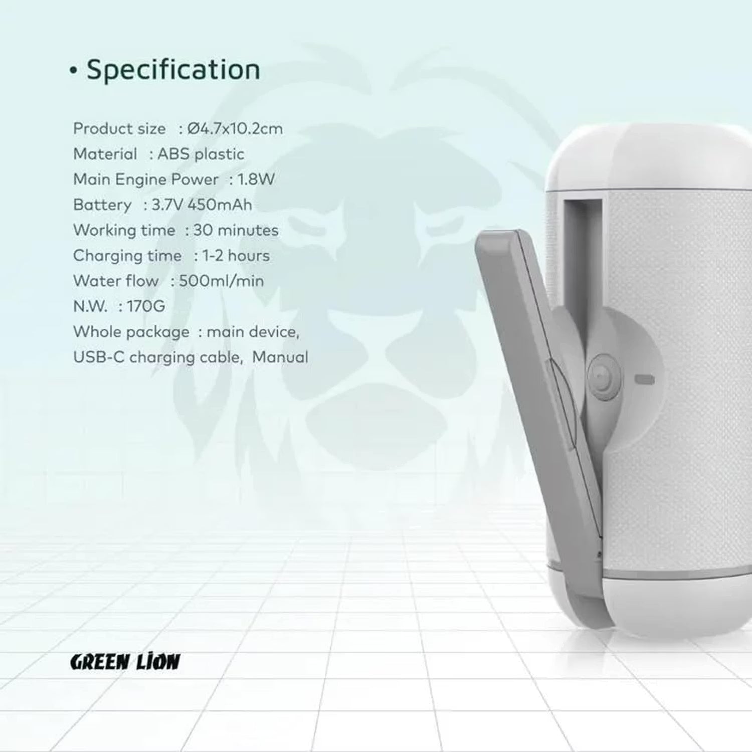 A Photo Of Green Lion Electric Pocket Bidet GNPBIDETSPWH - Portable, White