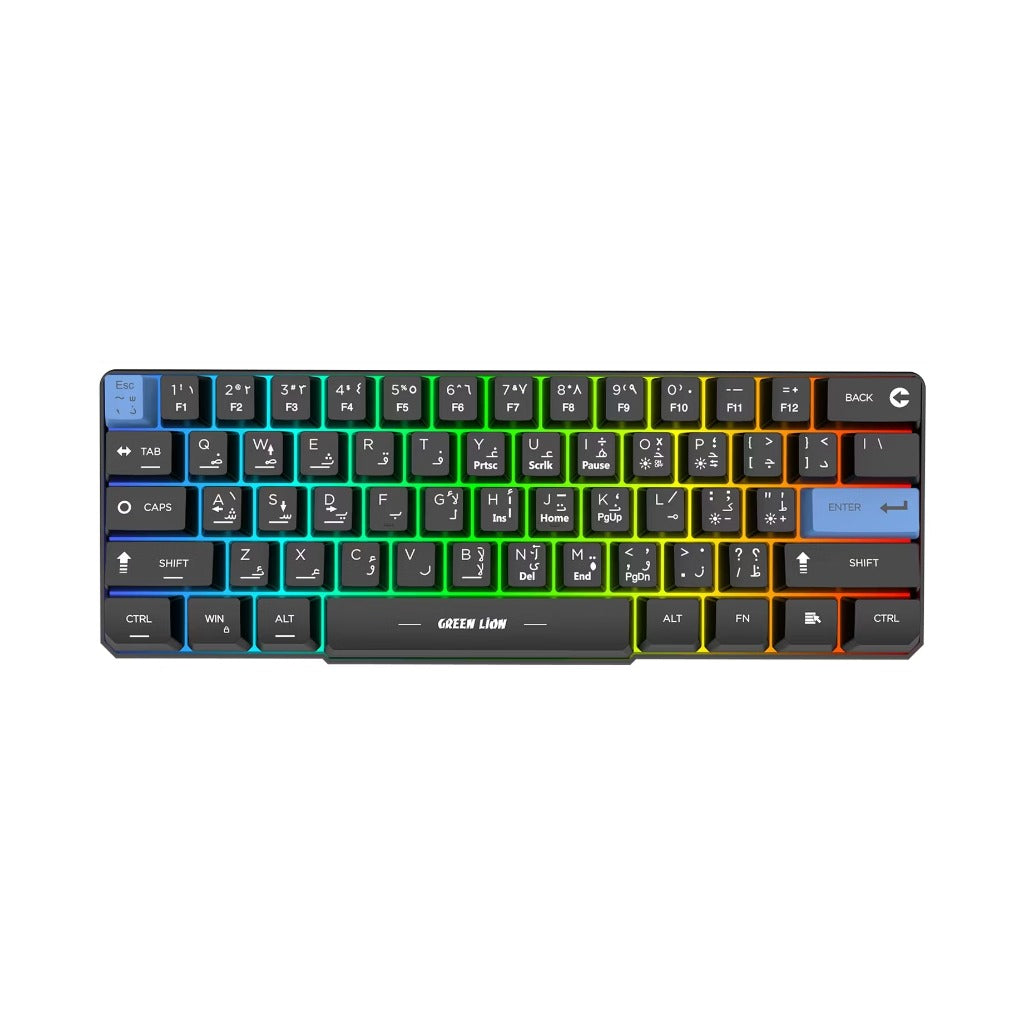 A Photo Of Green Lion GKM-60 Wired Gaming Keyboard - RGB Backlight, Black - GNGKM60KEYBK