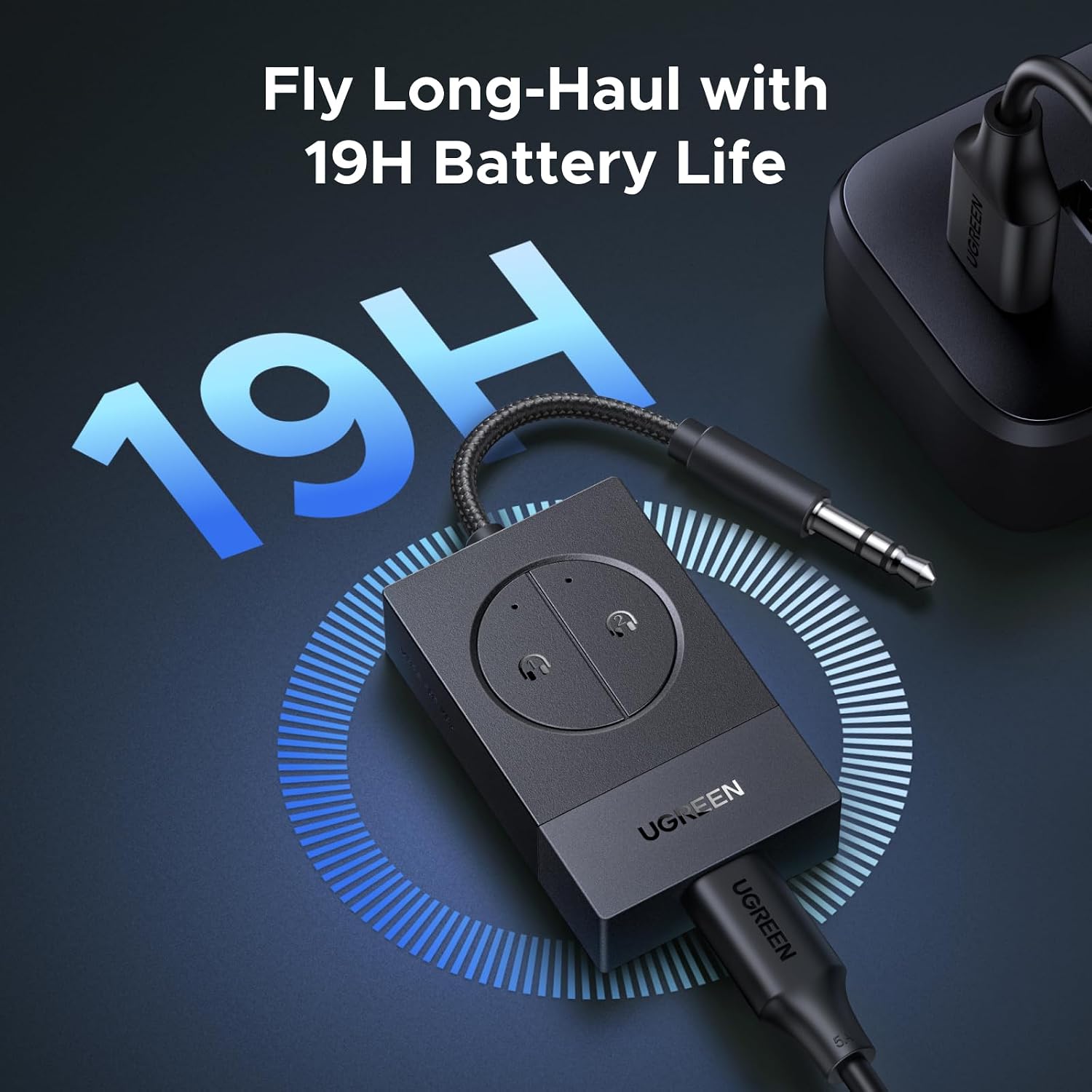 A Photo Of UGREEN Airplane Bluetooth 5.4 Audio Transmitter – Dual Pairing Wireless Adapter for AirPods & Headphones