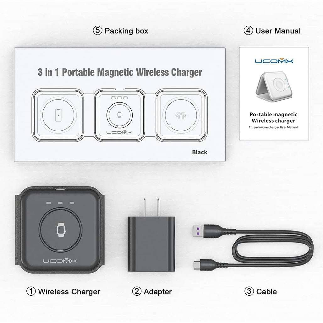 A Photo Of UCOMX Nano 3-in-1 Foldable Wireless Charging Station - Efficient and Versatile Charging Solution