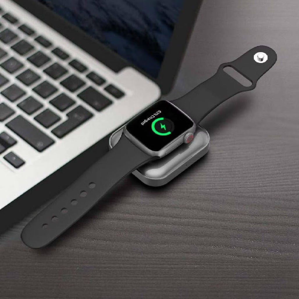 A Photo Of Porodo Wireless Charger PD-WA2N1C-GY - Dual-Dock for Apple Watch & AirPods, Gray