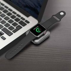A Photo Of Porodo Wireless Charger PD-WA2N1C-GY - Dual-Dock for Apple Watch & AirPods, Gray