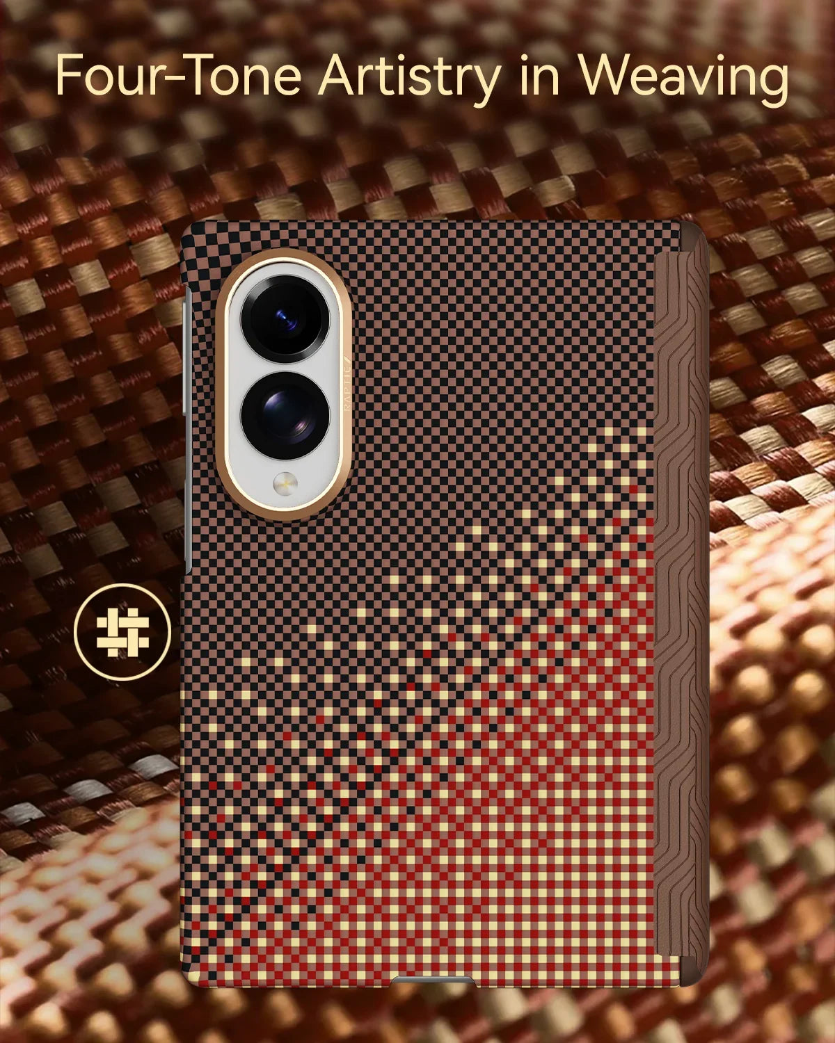 A Photo Of Raptic Aramid Skin Pro Slim Magnetic Case for Galaxy Z Fold8/Z Fold8 Ultra - Serenity Amber