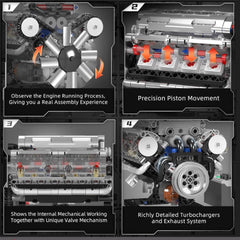 A Photo Of Mould King Motorized V8 Engine Building Toy Set - 535 Pieces - 10088