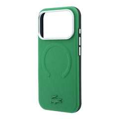 A Photo Of Lacoste MagSafe Green PU Leather Hard Case for iPhone 18 Pro/18 Pro Max with Petit Pique Embossed