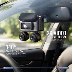 A Photo Of Powerology SENTRA Dash Camera with 4× Camera Lenses & GPS + Touch Screen Display - Black