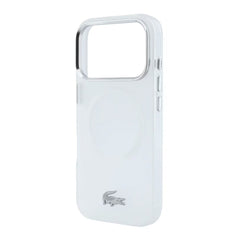 A Photo Of Lacoste iPhone 18 Pro Max MagSafe Case IML White Matte Frosted Finish Hard Cover, Scratch Resistant