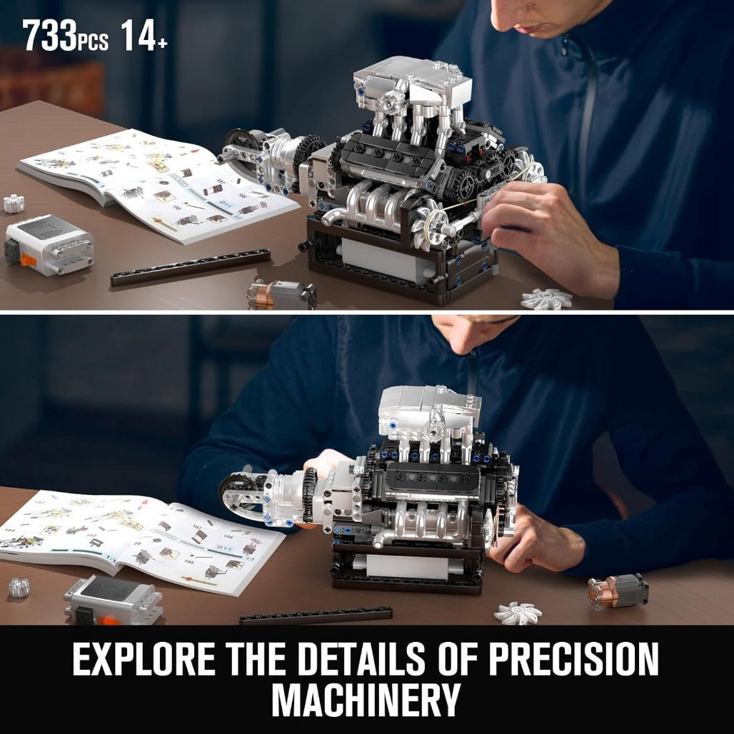 A Photo Of Mould King Motorized Turbocharged V8 Engine Building Toy Set - 737 Pieces - 10206