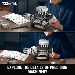 A Photo Of Mould King Motorized Turbocharged V8 Engine Building Toy Set - 737 Pieces - 10206