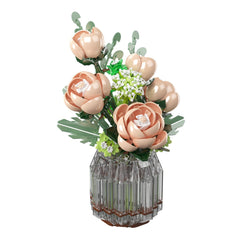 A Photo Of Mould King White Rose Flower Bouquet Building Toy Set - 981 Pieces - 24109