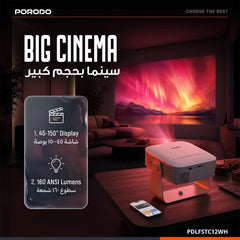 A Photo Of Porodo Raya Smart Android Projector, 45