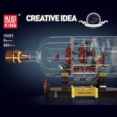 A Photo Of Mould King The Mini Queen Revenger Ship-In-a-Bottle Building Toy Set - 885 Pieces - 10085