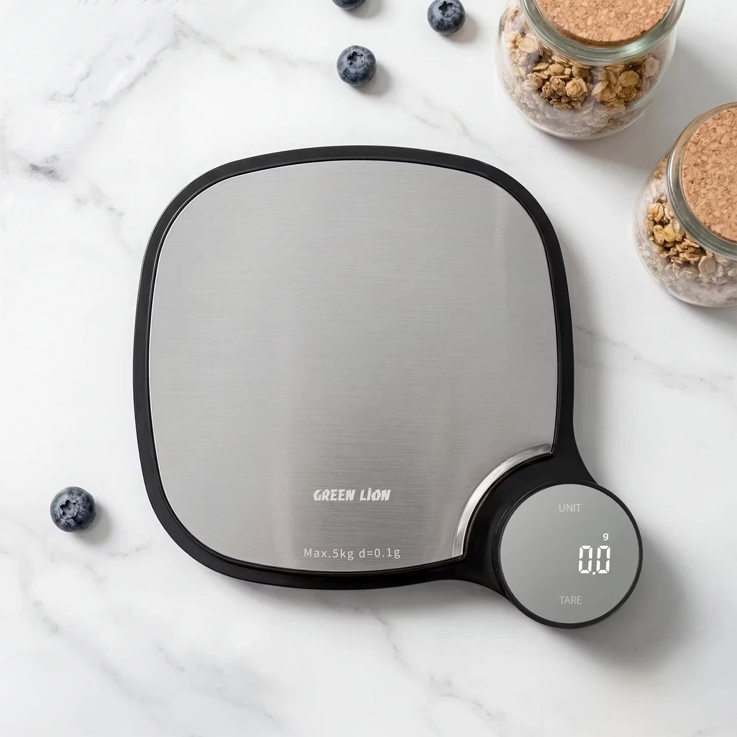 A Photo Of Green Lion Digital Kitchen Scale, 5 kg/11 lbs Max Capacity, Mutli-Unit Support - Silver