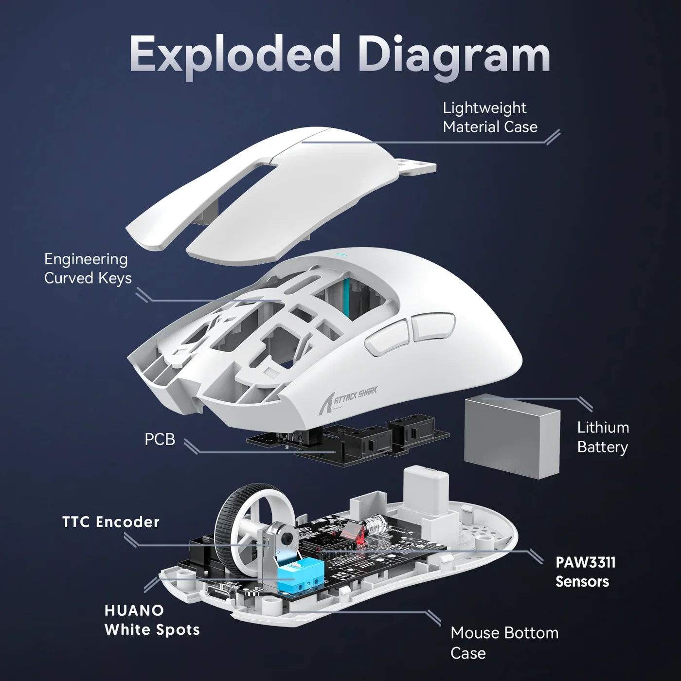 A Photo Of ATTACK SHARK X11 Wireless Gaming Mouse with RGB Magnetic Charging Dock