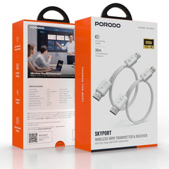 A Photo Of Porodo SKYPORT Wireless HDMI Transmitter & Receiver, Full HD 1080p Support, H.265 Compression - White