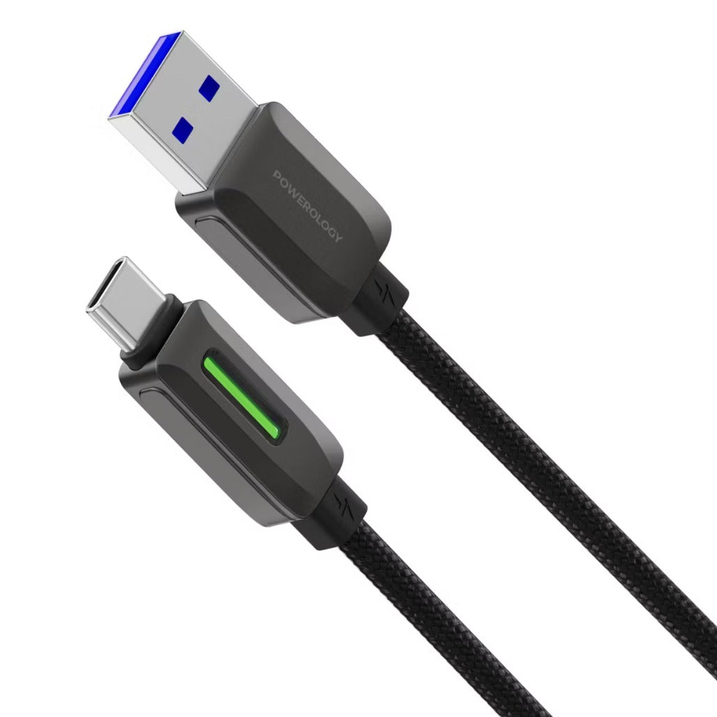 A Photo Of Powerology USB-A to USB-C Cable PCABXGH122BK - 12W 1.2m, Black