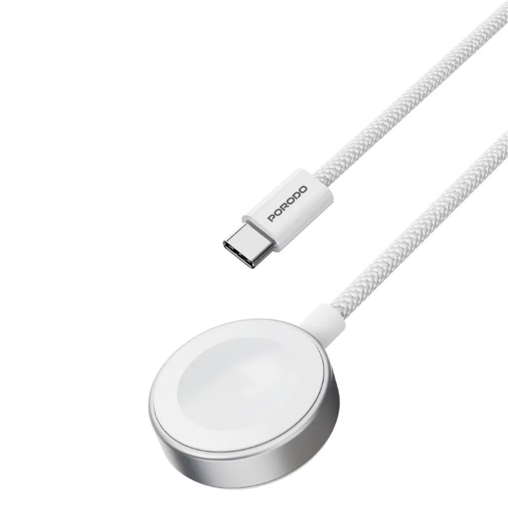 A Photo Of Porodo Magnetic Watch Charger PDCBL0042WH - 2.5W USB-C, White