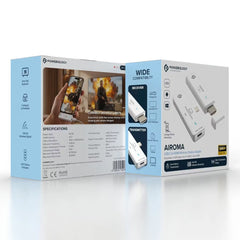 A Photo Of Powerology AIROMA USB-C to HDMI Wireless Adapter, Full HD 1080P, 50m Range - White
