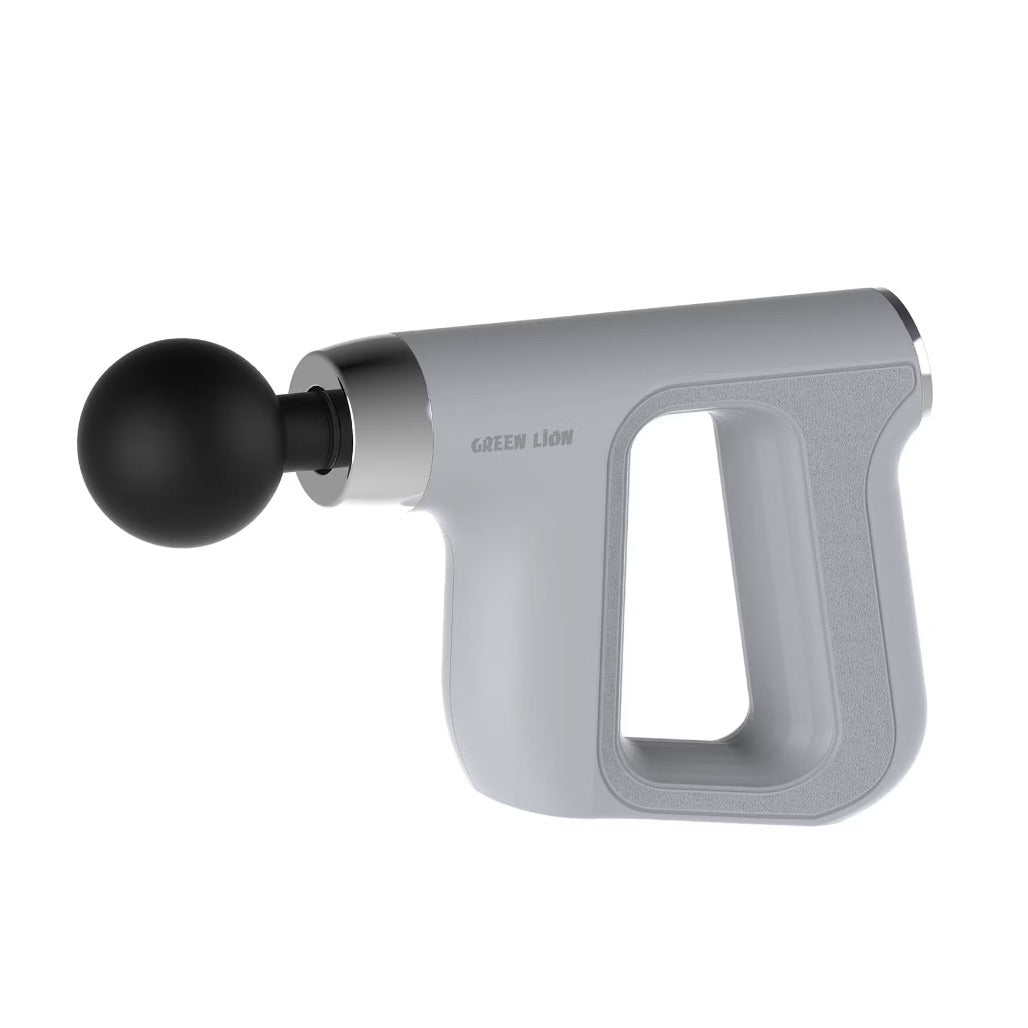 A Photo Of Green Lion Impact Fascial Gun Massager, 4×Massger Heads, 5×Speed Levels, 2 Hour Working Time, Ideal for Stress Relief - Gray