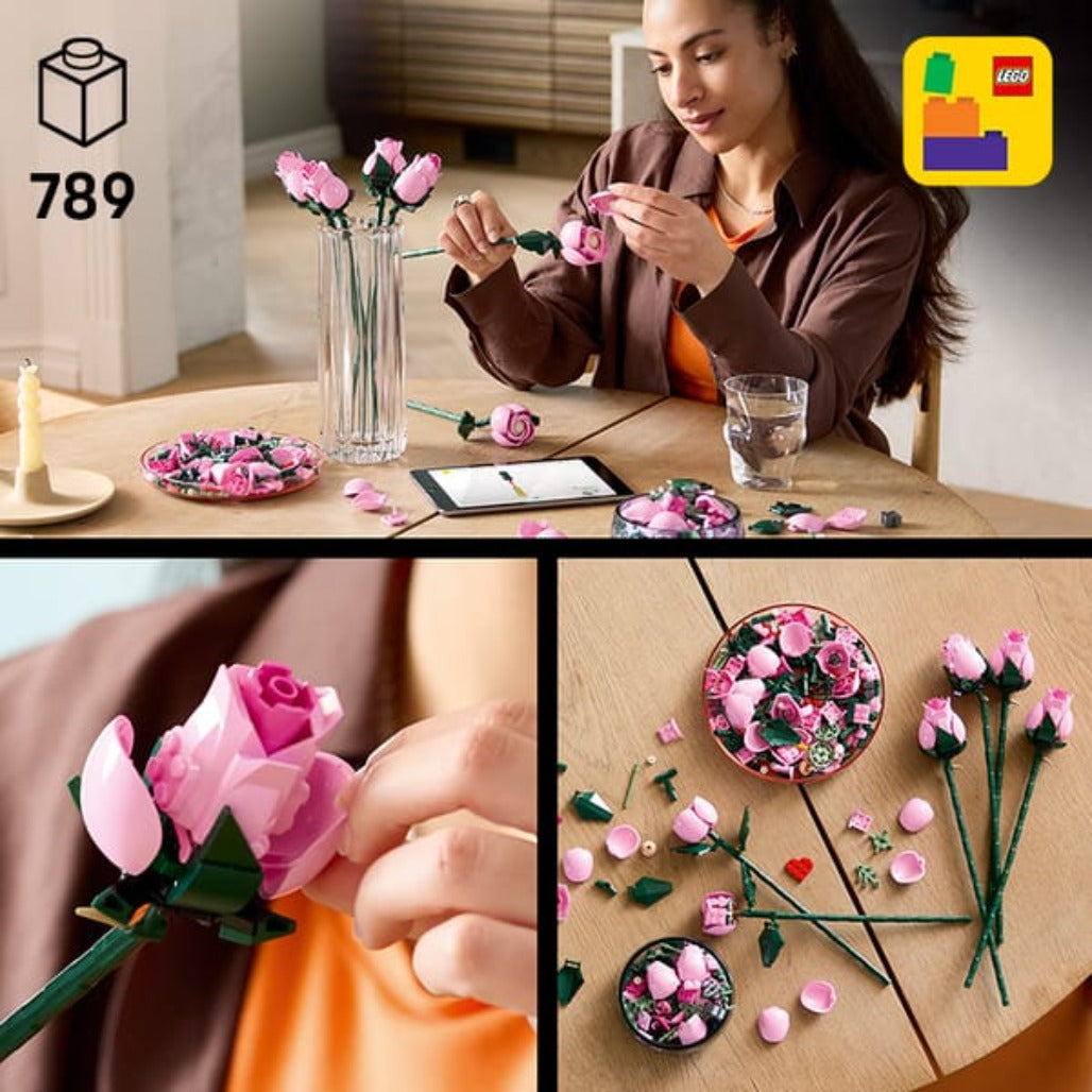 A Photo Of LEGO Bouquet of Pink Roses - 789 Pieces - 10374