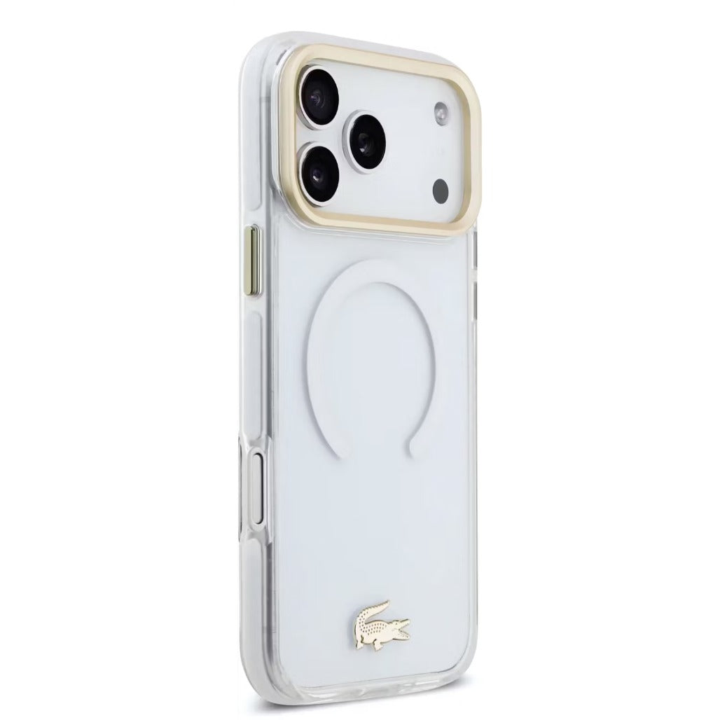 A Photo Of Lacoste Magsafe IML Shockproof Hard Case With Glossy Finish & Gold Logo For iPhone 18 Pro/18 Pro Max