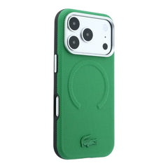 A Photo Of Lacoste MagSafe Green PU Leather Hard Case for iPhone 18 Pro/18 Pro Max with Petit Pique Embossed