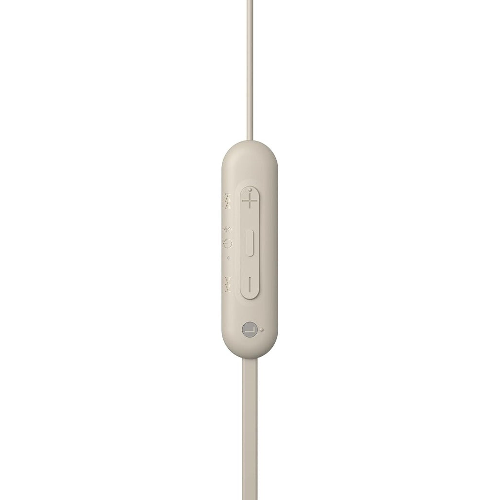 A Photo Of Sony WI-C100 Wireless in-Ear Bluetooth Headphones with Built-in Microphone - Taupe
