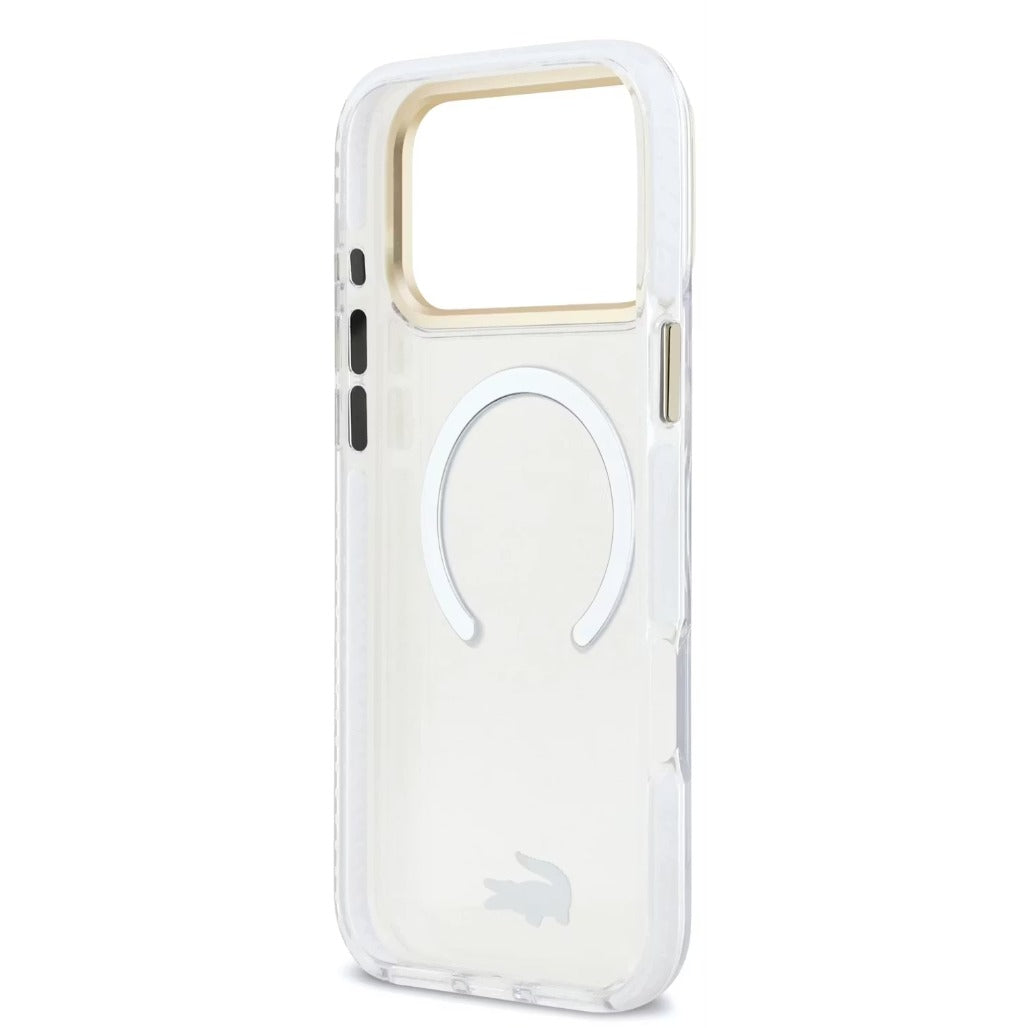 A Photo Of Lacoste Magsafe IML Shockproof Hard Case With Glossy Finish & Gold Logo For iPhone 18 Pro/18 Pro Max