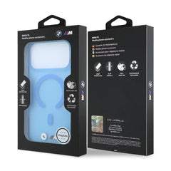 A Photo Of BMW MagSafe iPhone 18 Pro Max Blue IML Frosted Hard Cover with Metal Logos