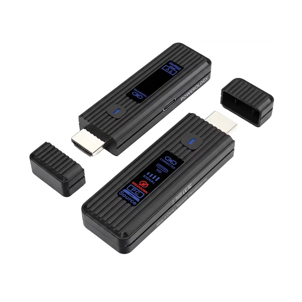A Photo Of Powerology VELINK Wireless HDMI Transmitter & Receiver, Full HD 1080P, 50m Range, 5.8GHz Signal - Black