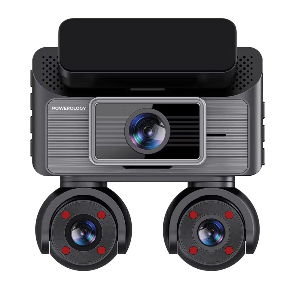 A Photo Of Powerology SENTRA Dash Camera with 4× Camera Lenses & GPS + Touch Screen Display - Black