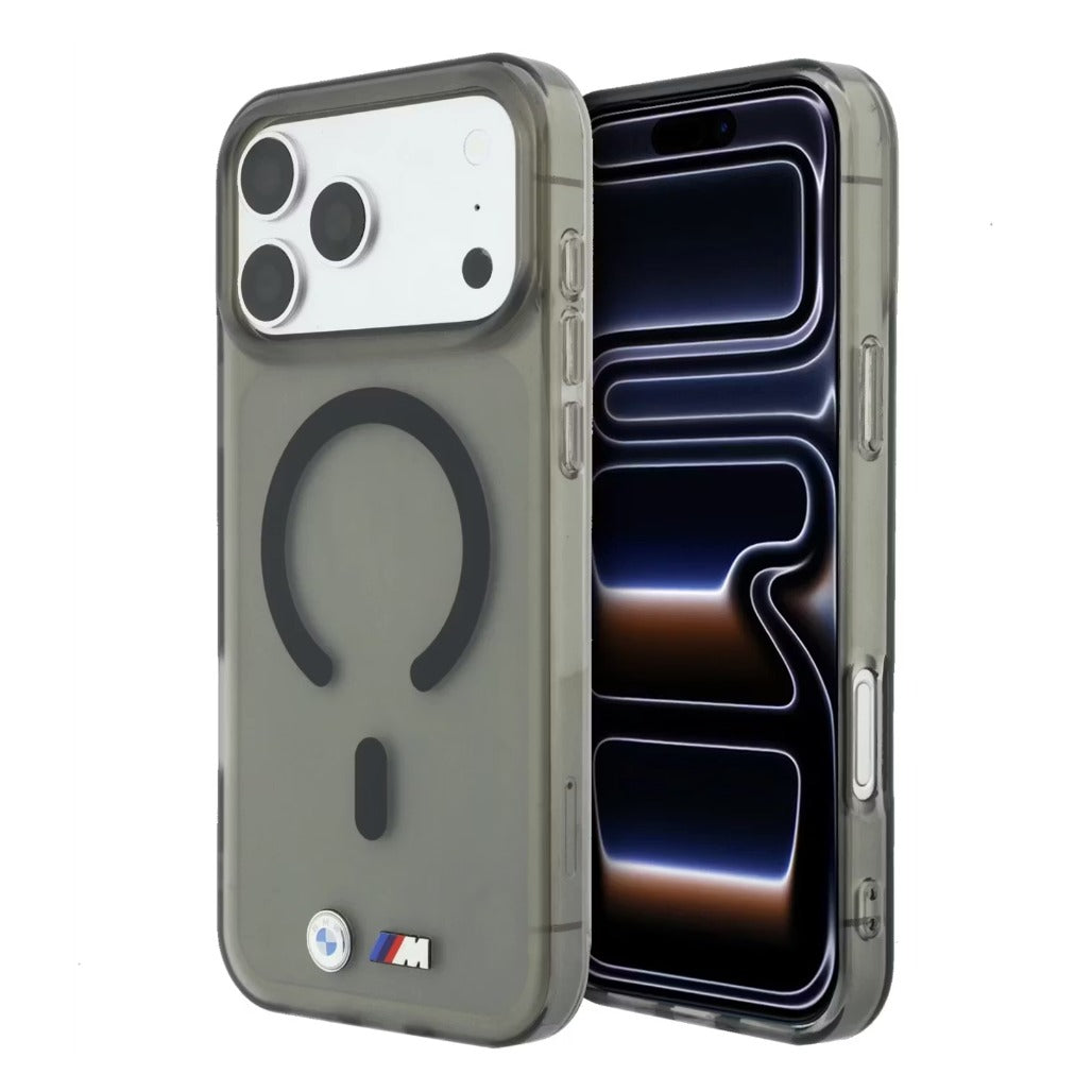 A Photo Of BMW MagSafe iPhone 18 Pro Max Case Black IML Frosted Hard Cover with Metal Logos