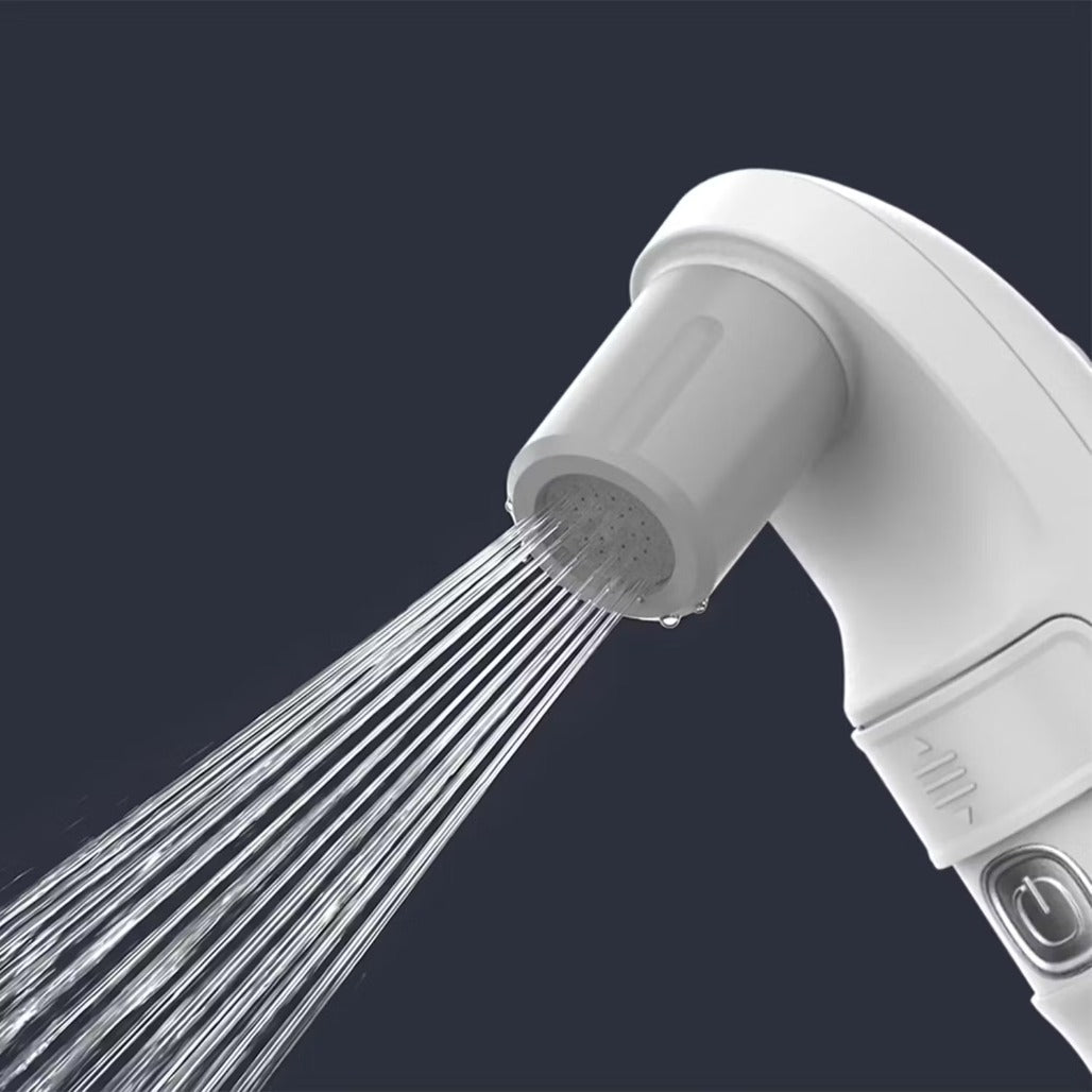 A Photo Of Porodo Lifestyle Capri Portable Rechargeable Bidet, 5L Capacity, IPX6 Waterproof, 1.2m Hose - White