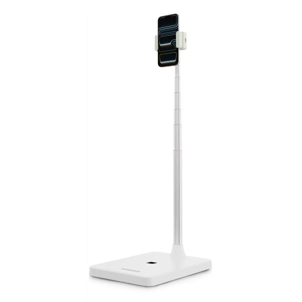 A Photo Of Porodo Tablet & Phone Floor Stand PDFSX10WH - Telescopic, 270° Rotation, Multifunctional